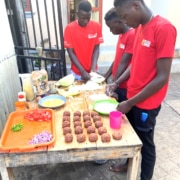Three former homeless boys doing the catering
