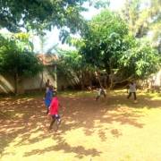 Children playing football at the charity home in Garuga